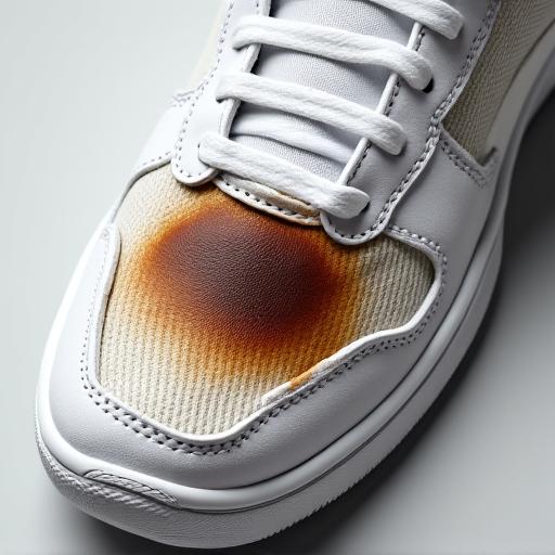 コーヒーのシミがついたメッシュスニーカー